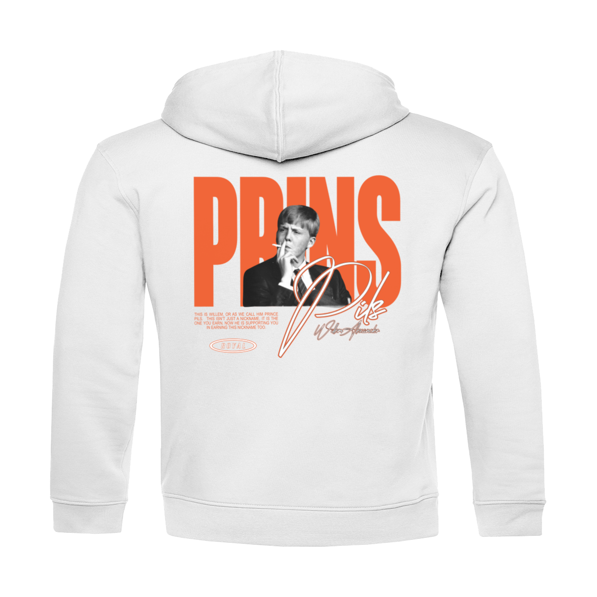 Wit Koningsdag Hoodie heren 2026 - Prins Pils Hoodie | Kingsday 1967